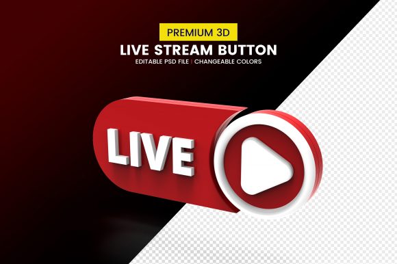 3d Live Streaming Button Badge Design