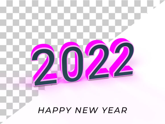 3D Render Happy New Year 2022 Design