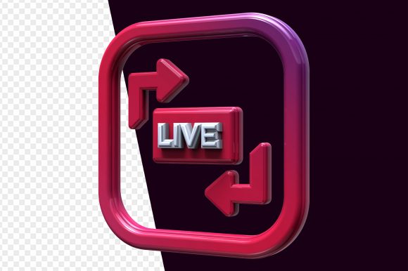 3D Social Media Live Streaming Button Design