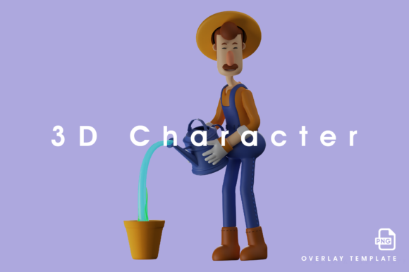 Bringing Life to Your Digital Projects with the 3D Farmer Illustration Showering Plant