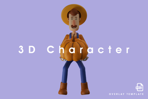 Cool Farmer Illustration with a Pumpkin