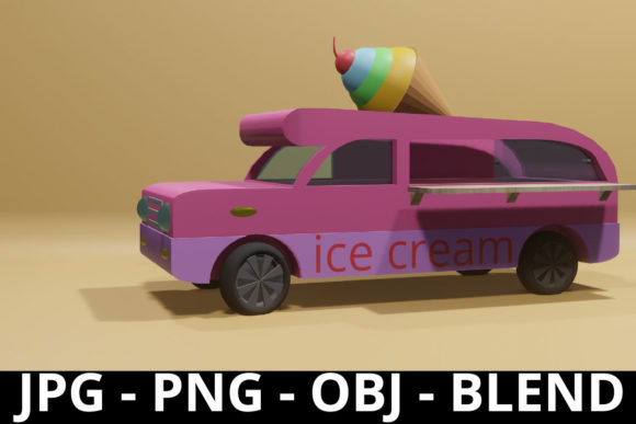Cute Ice Cream Truck 3d Rendering: A Versatile Asset for Modern Design Projects