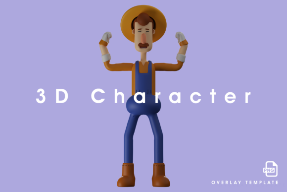 Funny 3D Farmer Showing His Muscular Arm