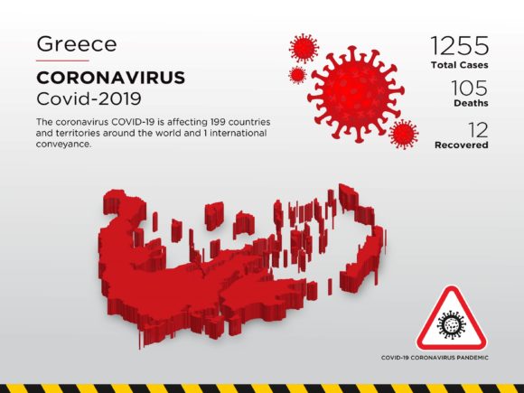 Greece Affected Country 3D Map for Pandemic Visuals