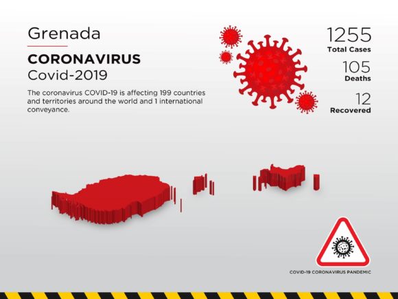 Grenada Affected Country 3D Map for Pandemic Visuals