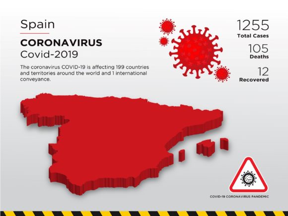 Spain Affected Country 3D Map for Pandemic Visuals