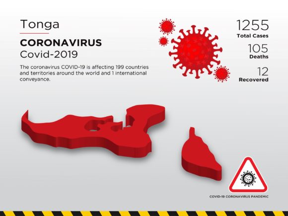 Tonga Affected Country 3D Map for Pandemic Visuals