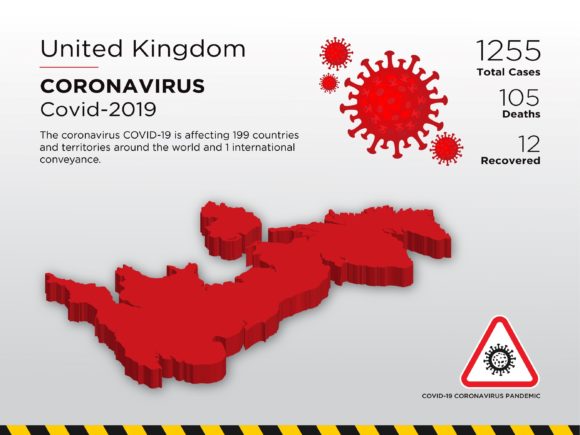 United Kingdom Affected Country 3D Map